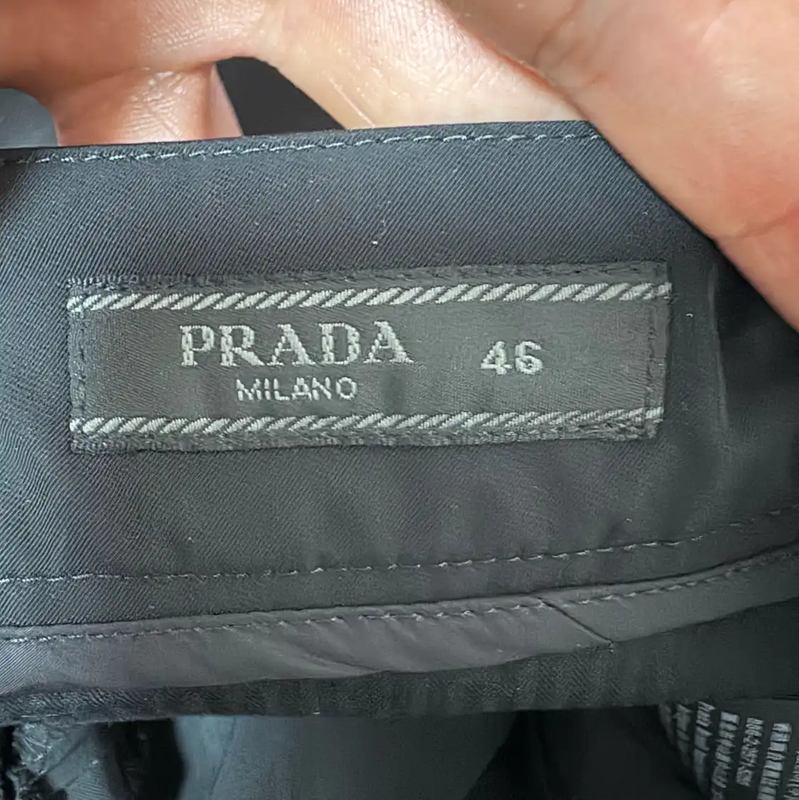 Prada Black Embroidered Logo Casual Pants