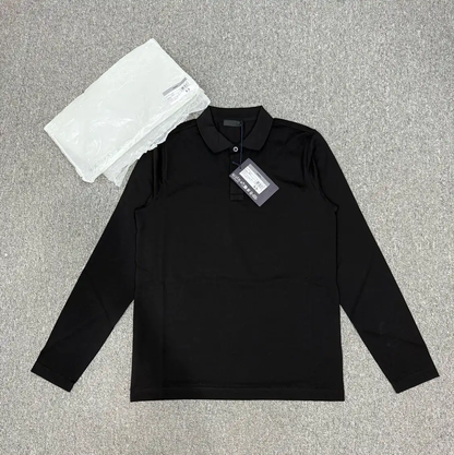 Prada Black Long Sleeve Cotton Men's Polo
