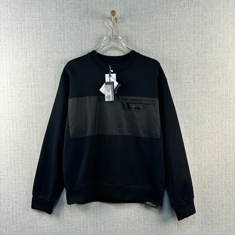 Prada Men's Black Nylon Logo Sweatshirt