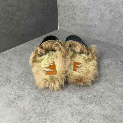 Gucci Black Lamb Wool Slip-On Loafers for Men 0079