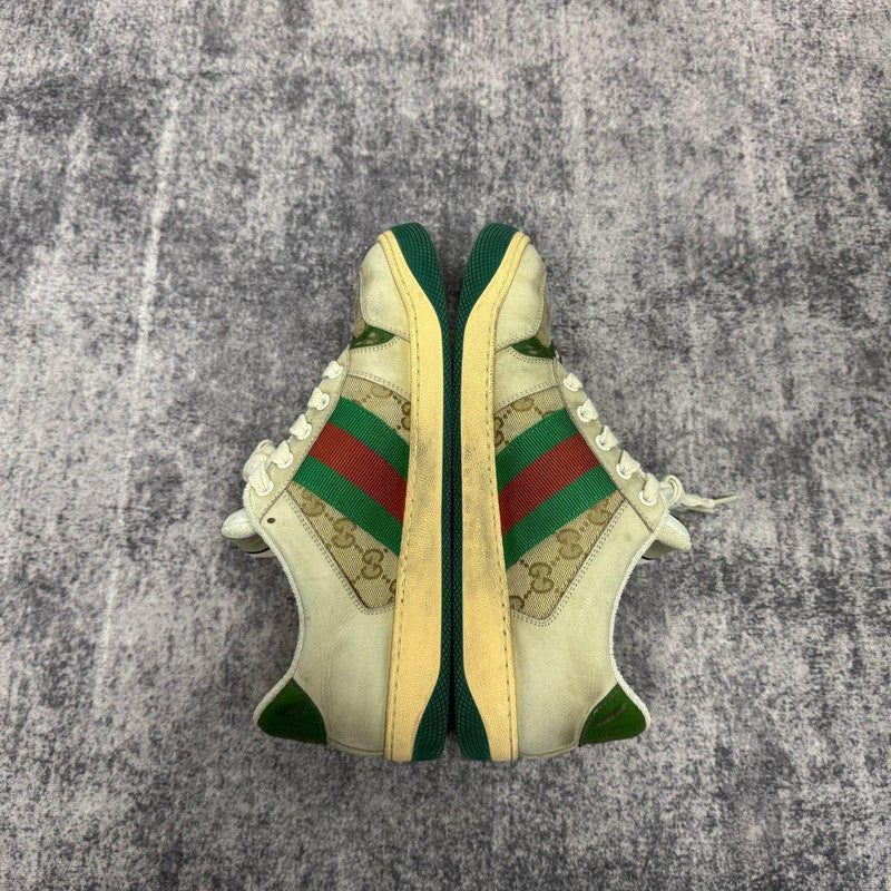 Gucci Screener Sneakers in Green and Beige 0079