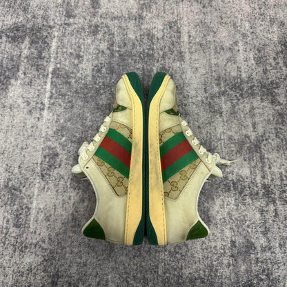 Gucci Screener Sneakers in Green and Beige 0079