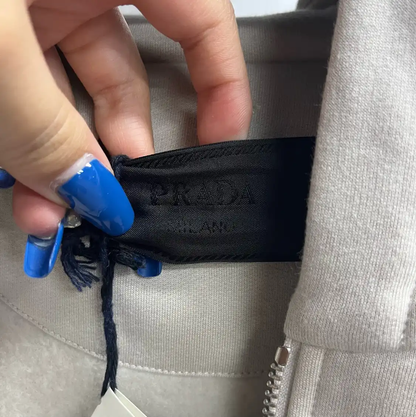 Prada Men's Gray Zip-Up Hoodie
