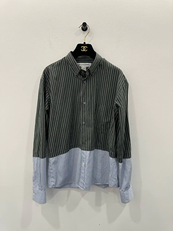 COMME des GARÇONS Green Striped Long Sleeve Shirt 0089