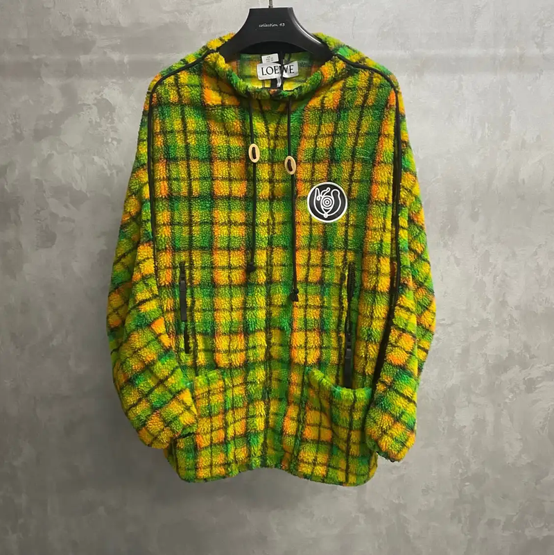 Loewe Men's Bright Colorful Plaid Hoodie 0089