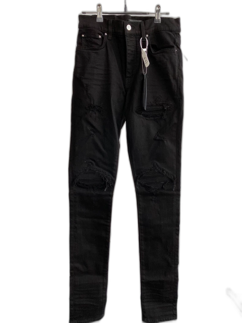 Amiri Black Suede Patchwork Jeans