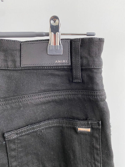 Amiri Black Suede Patchwork Jeans