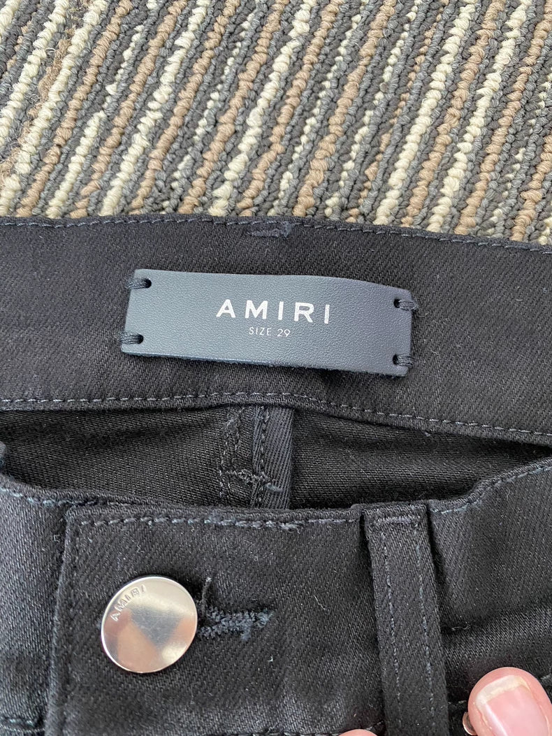 Amiri Black Suede Patchwork Jeans