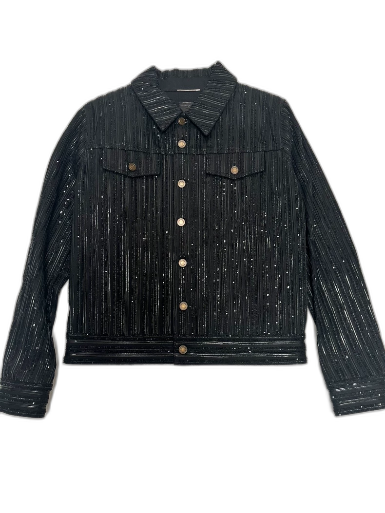 Saint Laurent Paris Black Sequined Jacket M