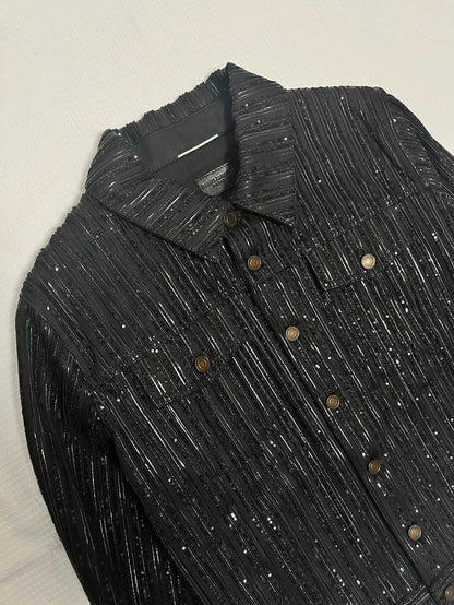 Saint Laurent Paris Black Sequined Jacket M