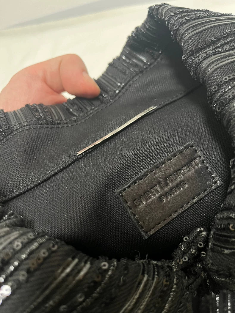 Saint Laurent Paris Black Sequined Jacket M