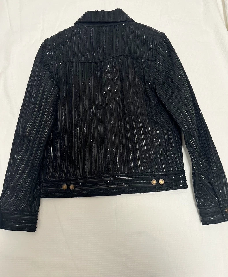 Saint Laurent Paris Black Sequined Jacket M