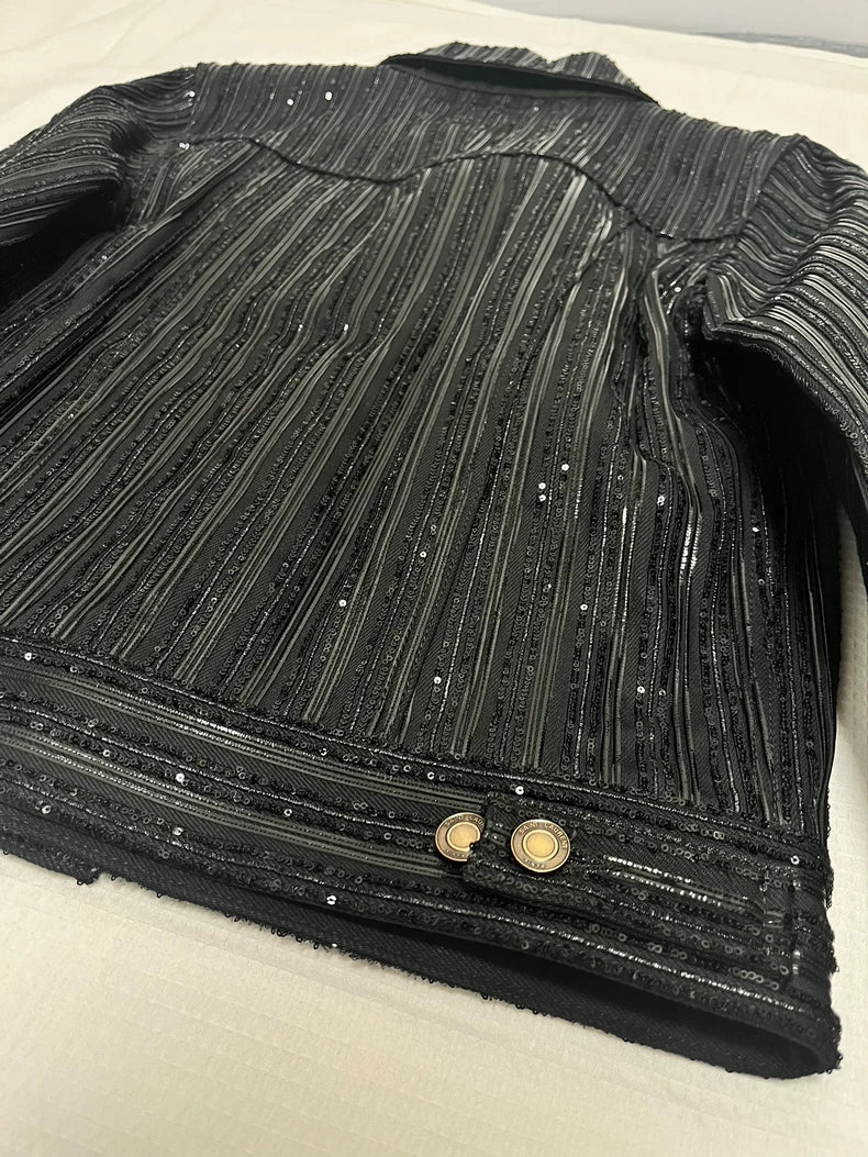 Saint Laurent Paris Black Sequined Jacket M