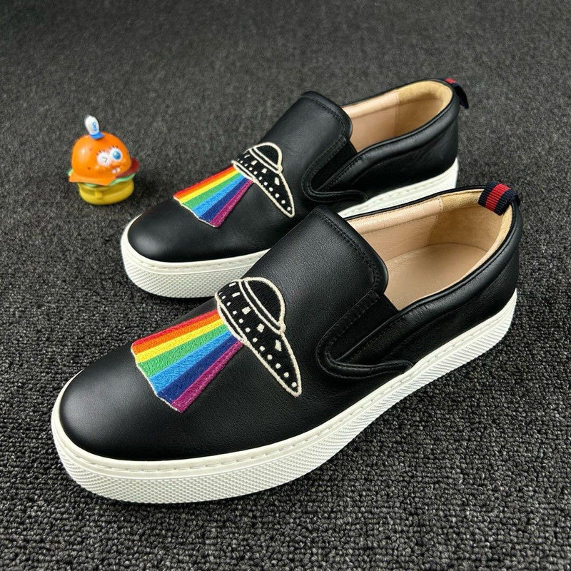 Gucci Rainbow Icon Leather Slip-On Sneakers 0079