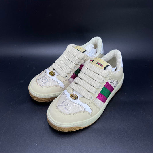 Gucci Kids Beige Round-Toe Low-Top Sneakers 0079