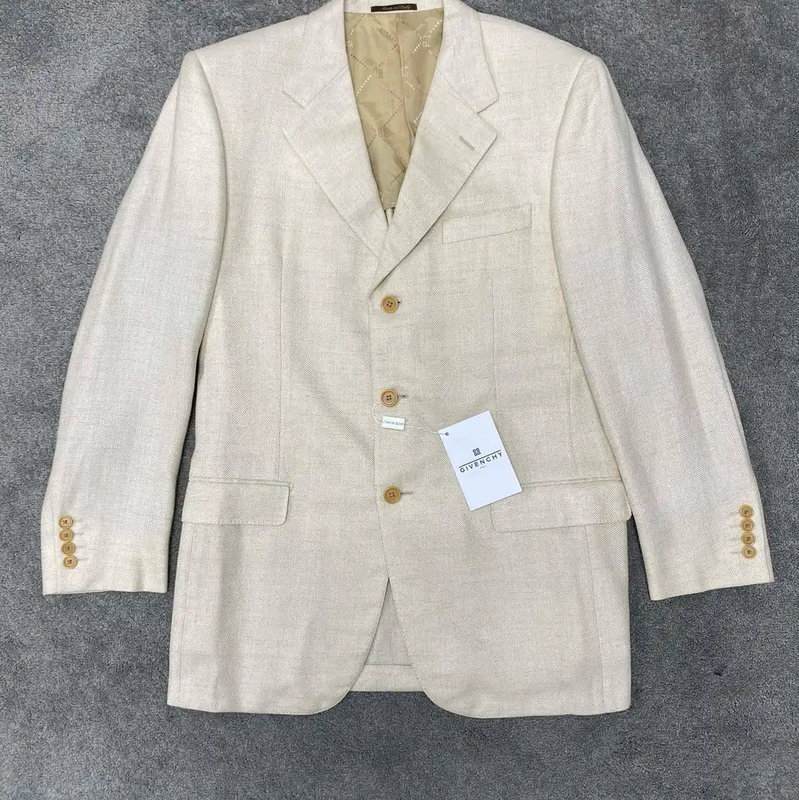 Givenchy Khaki Linen Blend Long Sleeve Jacket 0089