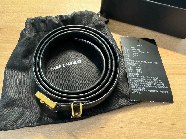 Yves Saint Laurent Black Leather Belt