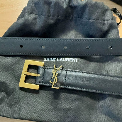 Yves Saint Laurent Black Leather Belt