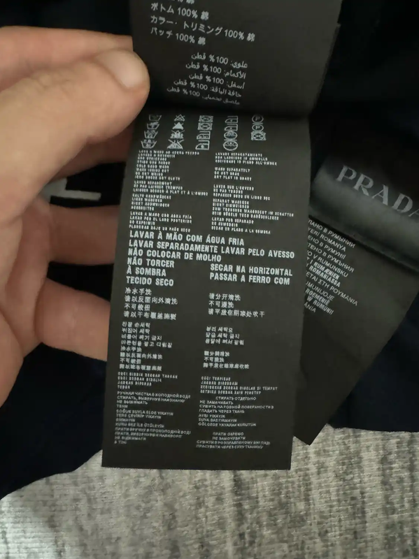 Prada Colorblock Embroidered Logo Long Sleeve T-shirt