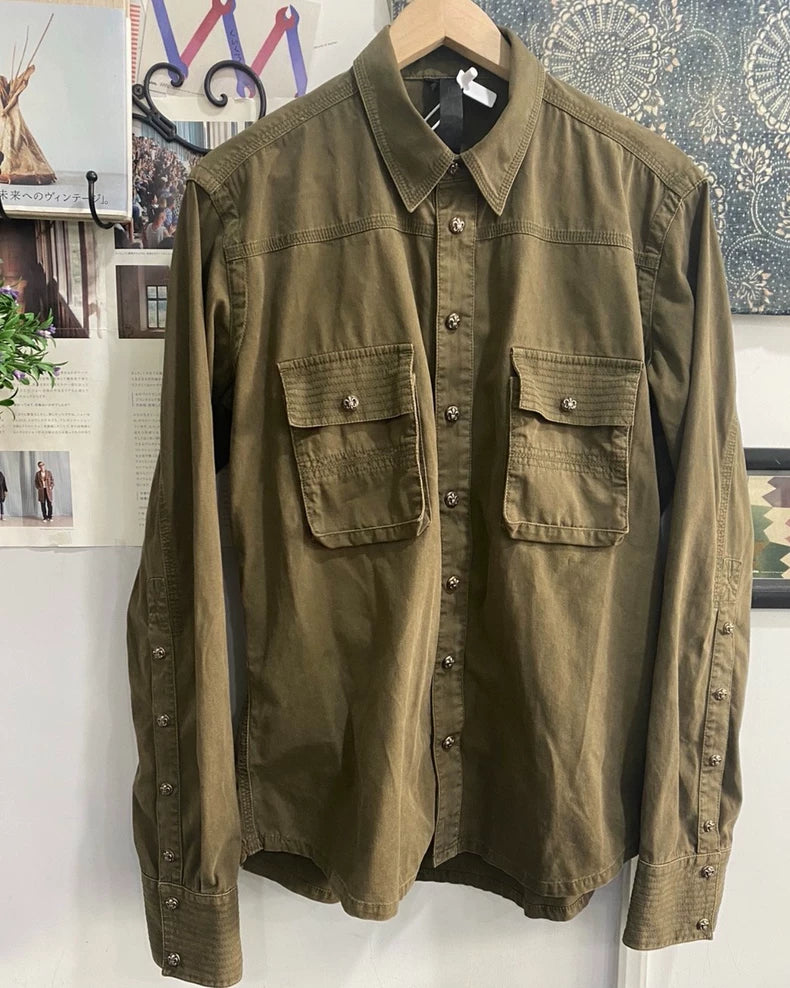 Chrome Hearts Olive Green Military Shirt