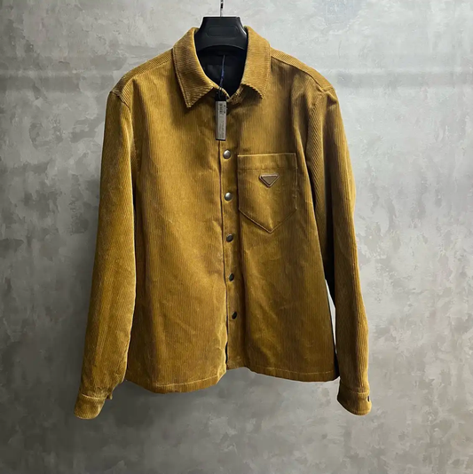 Prada Men's Long Sleeve Yellow Cotton Shirt
