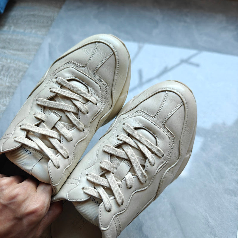 Gucci Rhython Leather Sneakers in Beige 0079