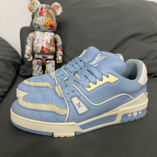 Louis Vuitton Blue Leather Lace-Up Fashion Sneakers 0079