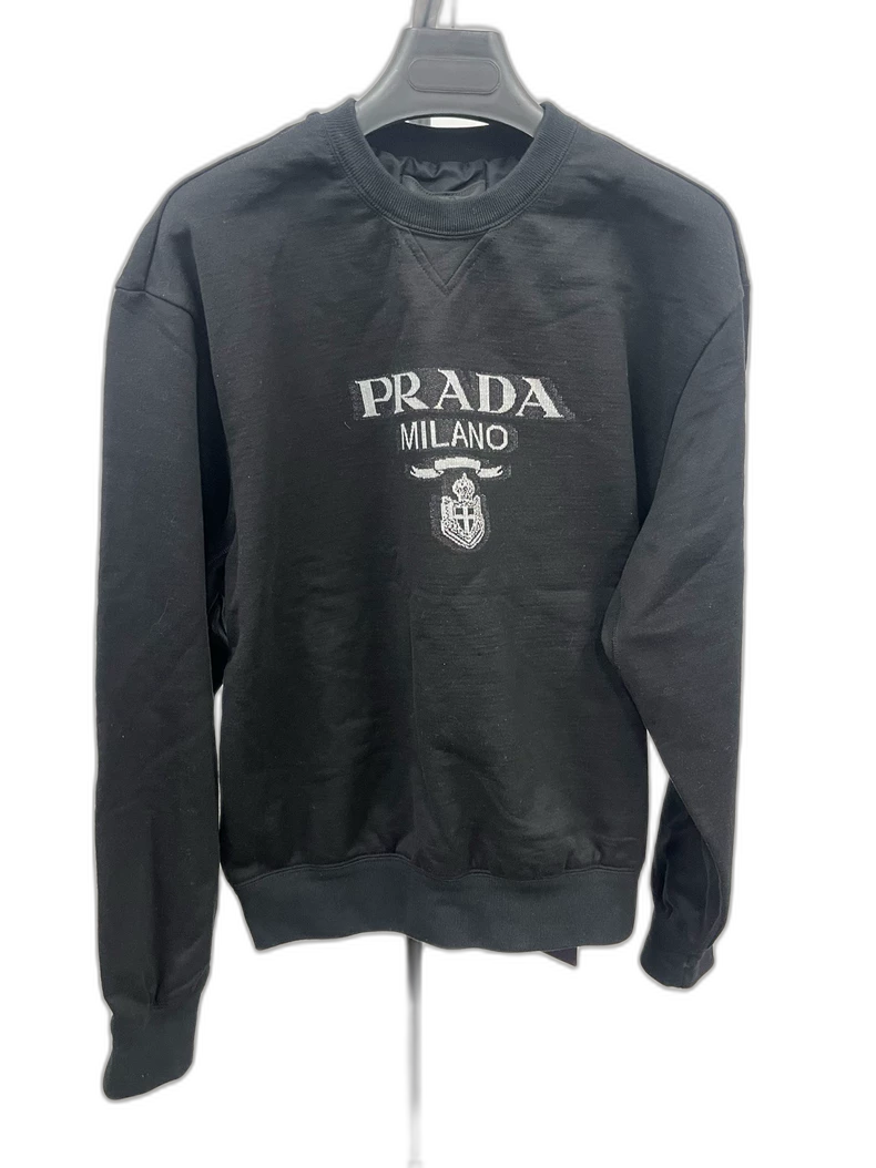 Prada Logo Black Knit Sweatshirt Size M