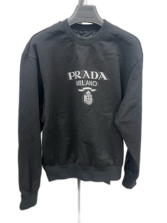 Prada Logo Black Knit Sweatshirt Size M