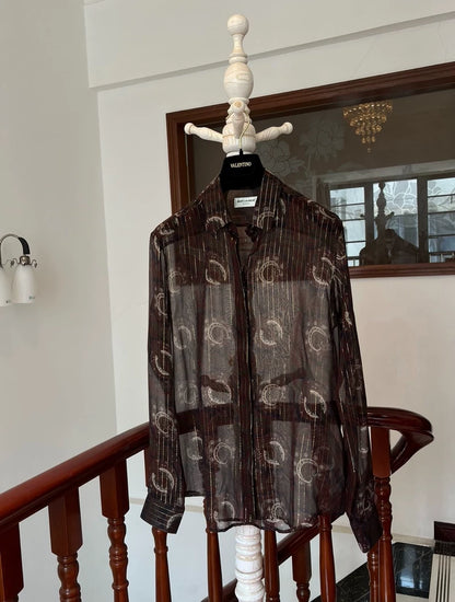 Saint Laurent 2018SS Silk Gold Thread Shirt