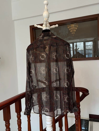 Saint Laurent 2018SS Silk Gold Thread Shirt