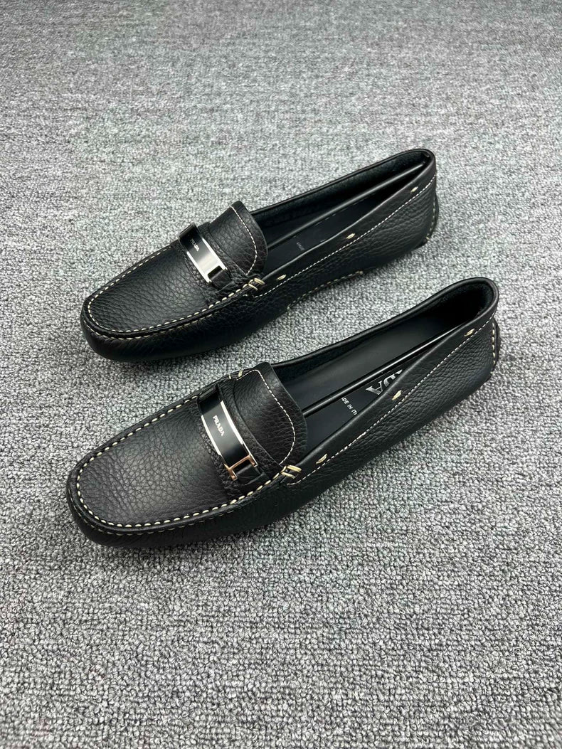 Prada Black Leather Loafers-yf