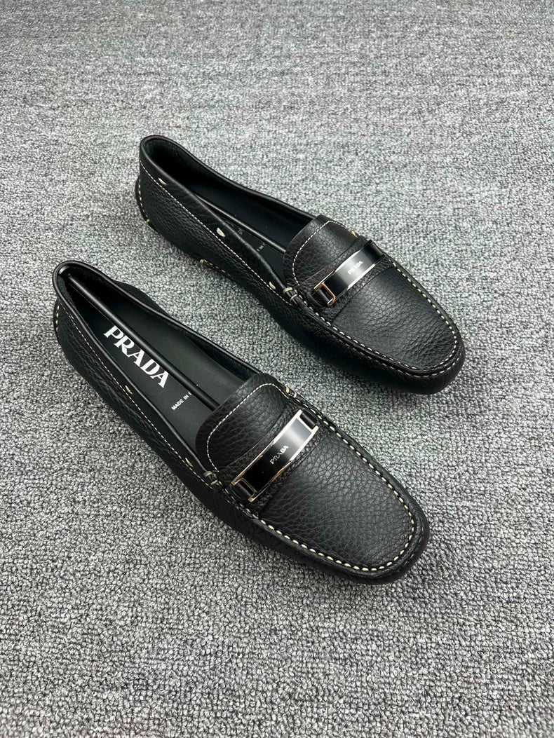Prada Black Leather Loafers-yf
