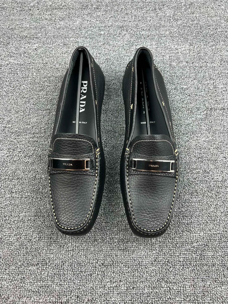 Prada Black Leather Loafers-yf