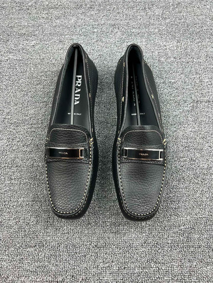 Prada Black Leather Loafers-yf