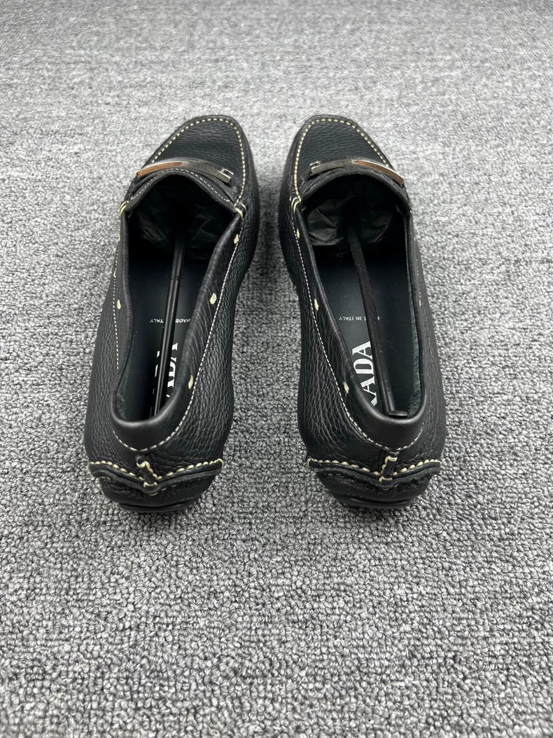 Prada Black Leather Loafers-yf
