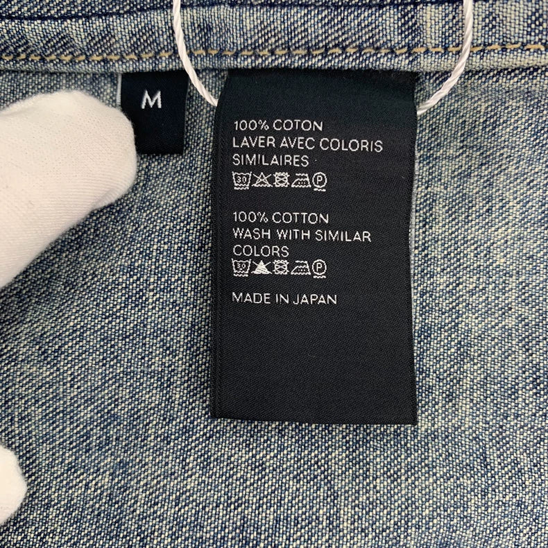 Celine Blue Denim Logo Cotton Shirt