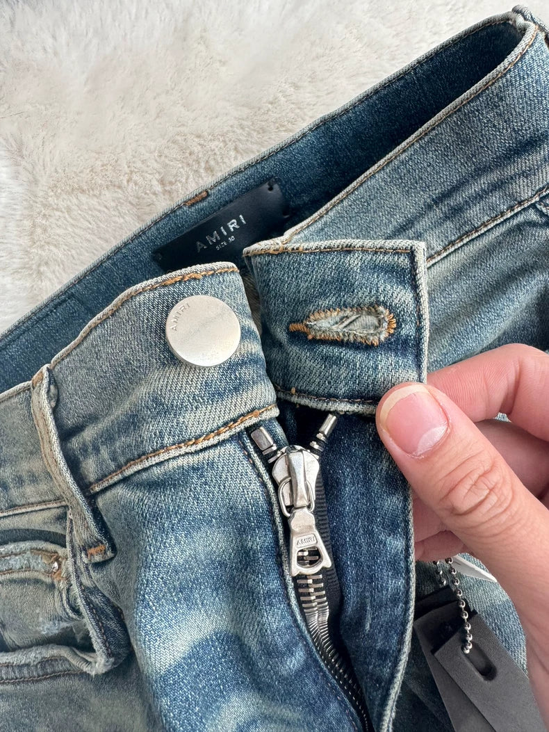 Amiri Palm Tree Distressed Denim Pants