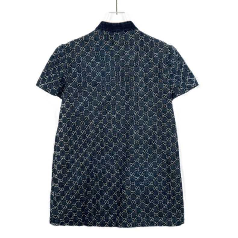 Gucci Blue Logo Print Denim Dress