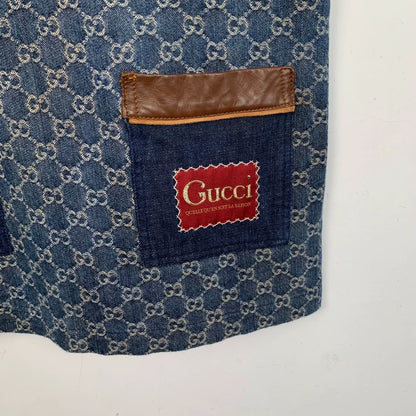 Gucci Blue Logo Print Denim Dress
