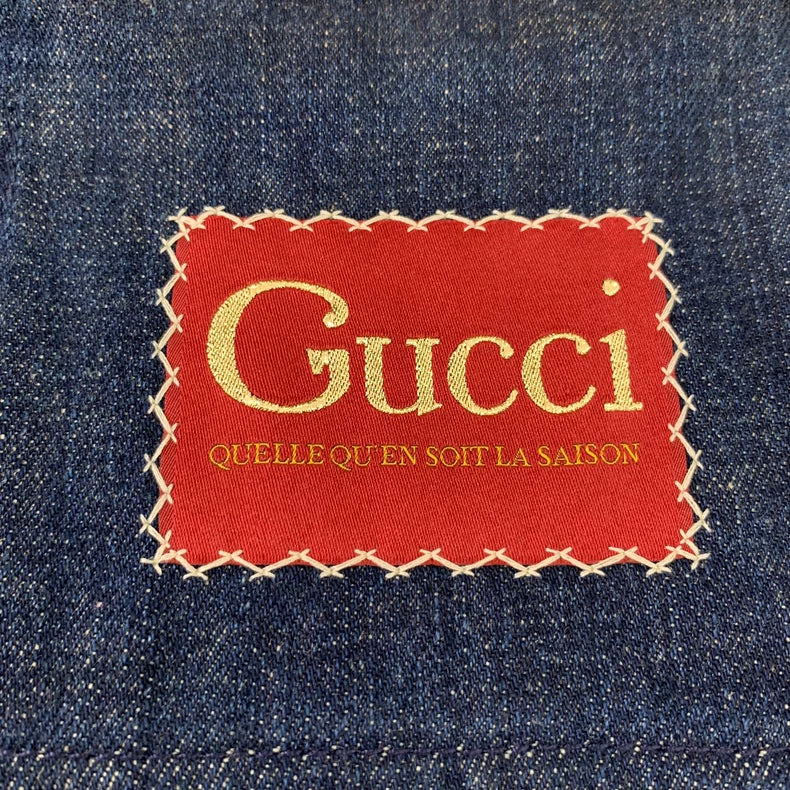 Gucci Blue Logo Print Denim Dress