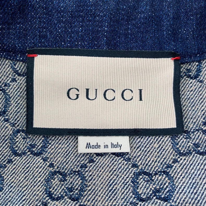 Gucci Blue Logo Print Denim Dress