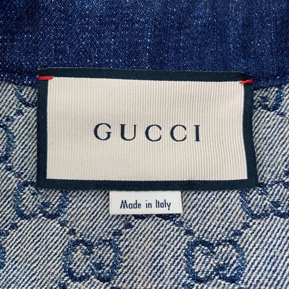 Gucci Blue Logo Print Denim Dress