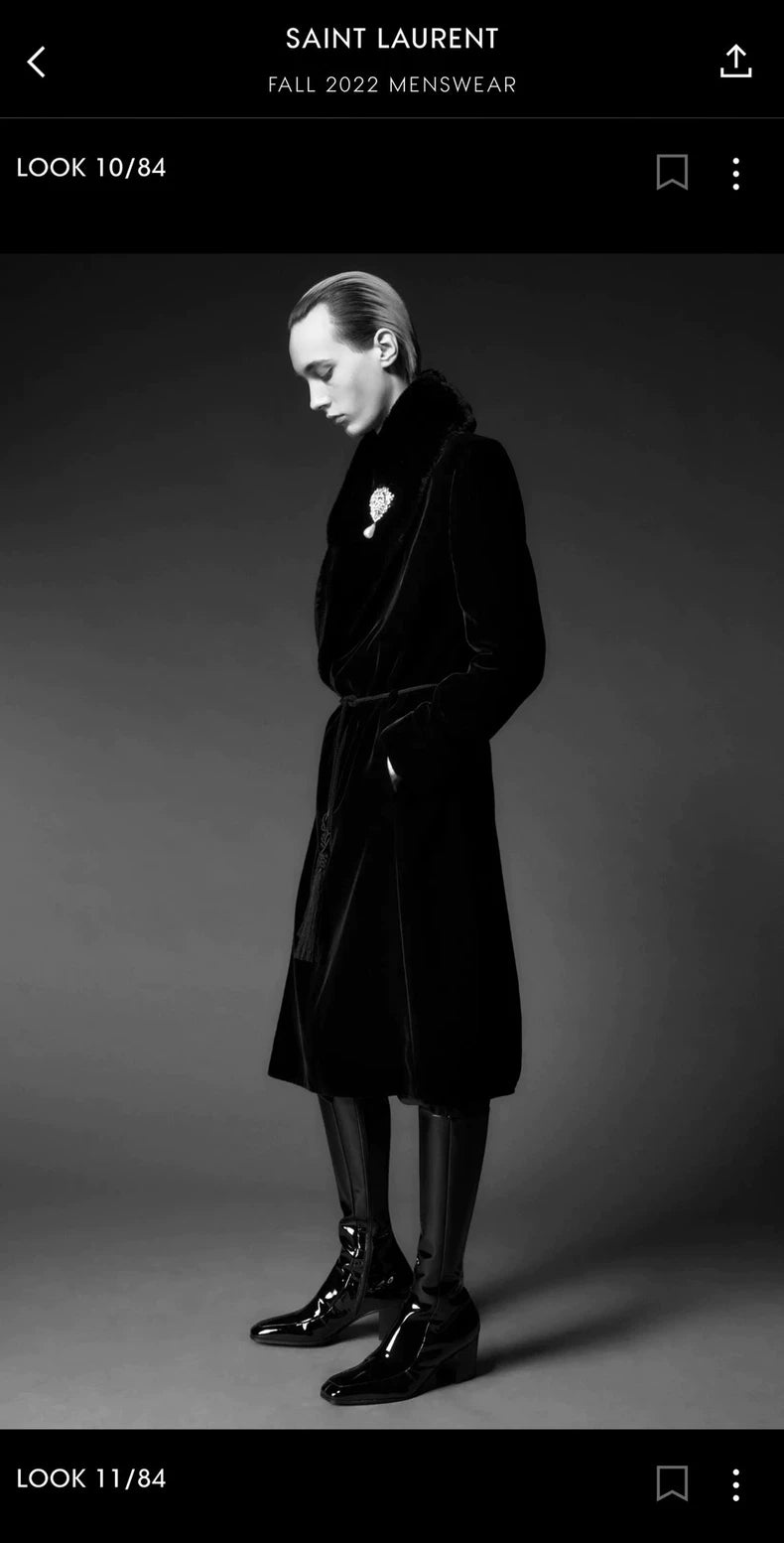 Saint Laurent Velvet Overcoat 22FW
