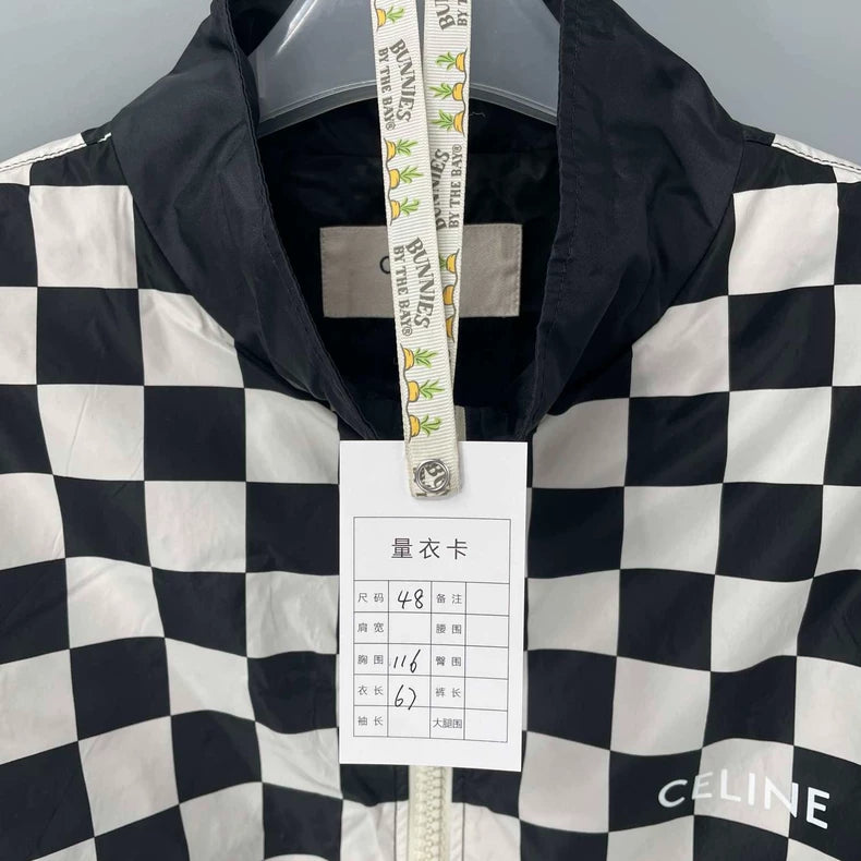 Celine Black and White Checkered Windbreaker