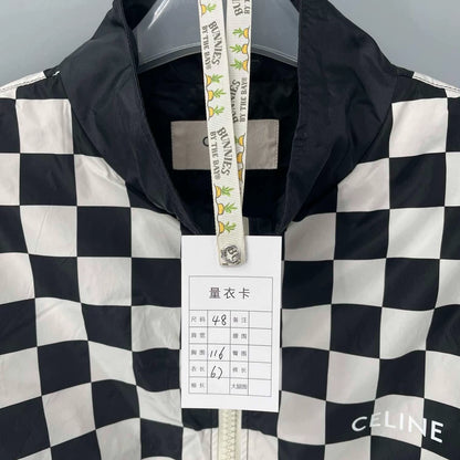 Celine Black and White Checkered Windbreaker