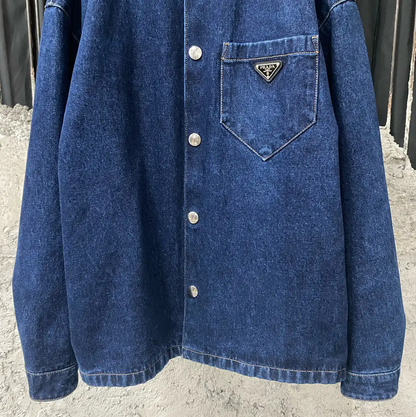 Prada Deep Blue Cotton Long Sleeve Jacket