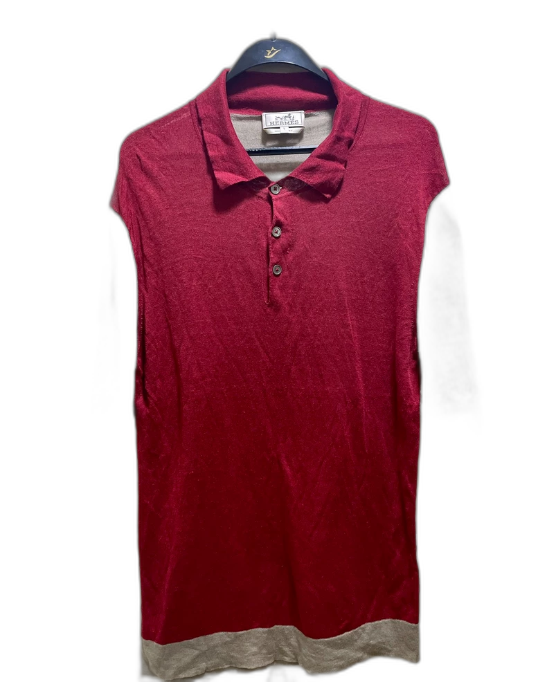 Hermes Knit Polo Shirt in Red