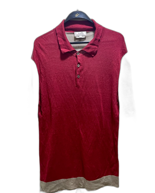 Hermes Knit Polo Shirt in Red