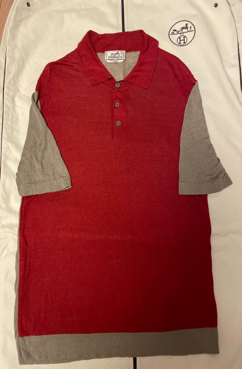 Hermes Knit Polo Shirt in Red